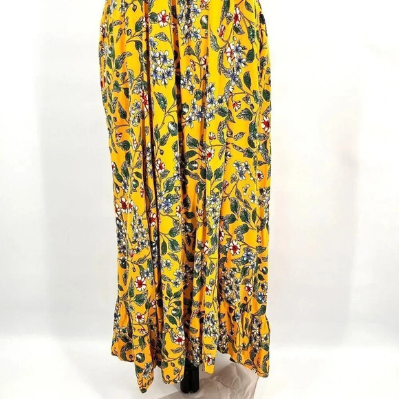 Buenos Ninos Maxi Dress M Yellow Floral Print with Pockets Spaghetti Straps Boho - Picture 3 of 8